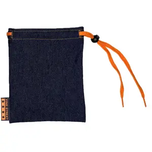 VINE STREET MARKET USA Dark Denim Pouch - Hand Sized Adjustable Drawstring Closure, Durable Denim Construction, 8.5" x 6.5" Dimensions