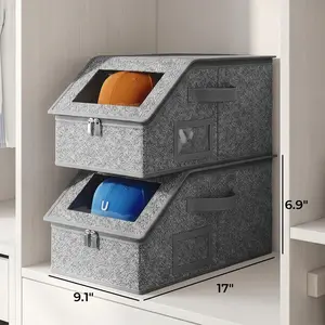 UFORU Stackable Hat Storage Box Holds Up to 24 Baseball Caps, Durable and Sturdy Wardrobe Organizer Perfect for Mens Hat Collection Room Metal