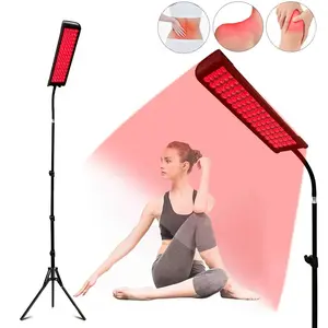 This is a 75-LED facial and body relaxation, Treatment and therapy red light device with an adjustable stand. It features 660nm and 850nm red light therapy stands and adjustable controls. Suitable for beauty and home use.