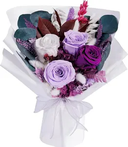 Valentines Day Flowers Gifts for Her, Flowers for Delivery, Preserved Flowers Bouquets, Purple Flowers, Birthday Gifts for Women, Mothers Day Flowers, Christmas Gifts Decor Decorative