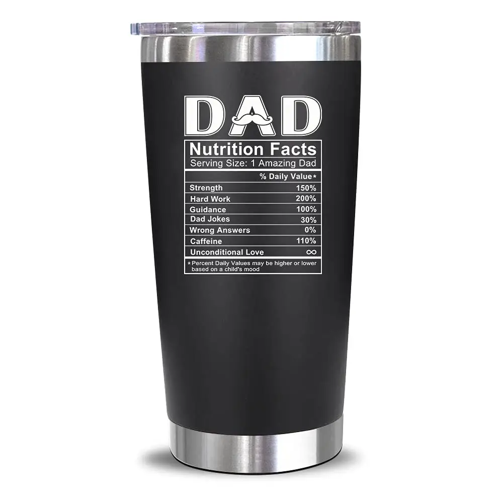 NEWELEVEN Funny Dad Tumbler 20oz Stainless Steel Gift for Dad Keeps Drinks Hot & Cold Portable Reusable Mug with Lid & Straw Unique Design Printed wit