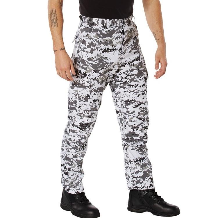 ROTHCO Digital Camo Tactical BDU Pants - Men's & Women's, Adjustable Waist, Zipper Fly, Reinforced Seat & Knees, Drawstring Bottoms, 6 Utility Pockets, Machine Washable - Camouflage