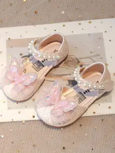 Girl's Cute Glittering Bowknot Design Flat Shoes, Fashionable Princess Shoes for Party, Daily Clothing Decor for Girls, Fashionable Flats