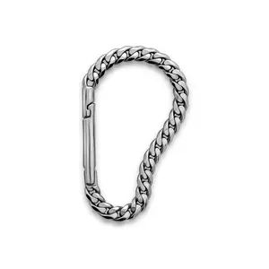 HJ Cuban Carabiner - Functional Hard Jewelry with Classic Cuban Link Chain for Attaching Keys Water Bottles Tools & HJ Rings