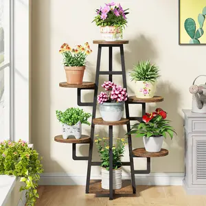 2024 LITTLE TREE 7 Tiers Plant Stand Indoor for Multiple Plants, Wooden Corner Plant Pots Holder Rack Flower Stand Tall Shelf Planter Organizer for Living Room, Balcony, Garden