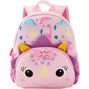Preschool Backpack Toddler Neoprene Animal Schoolbag Lunch backpack  Kids Boys Girls(Dinosaur Girl)