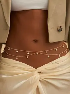 Belly Chain Gold Silver Waist Chain for Women Waist Jewelry for Women Gold Belly Chains Stomach Back Jewelry for Backless Dress Trendy Sexy Body Chains for Bra non Tarnish Waterproof Plus Size Waterproof Alloy