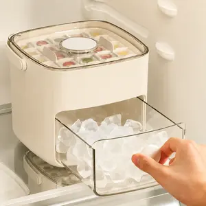 Large 48 Ice Cube Mold Box,【NOT AN AUTOMATIC ICE MAKER】 Dual Layer Food Grade Plastic Tray, Easy Slide, Safe Lid, Ideal for Whiskey and Cocktails, Home Bar Essential, Ice Molds