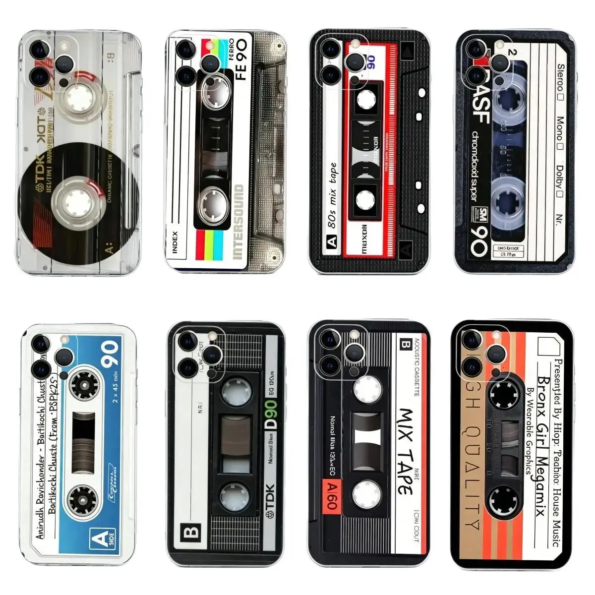 Magnetic Radio Tape Cassette Phone Case  for iPhone 17, 16, 15, 14, 13, 12, 11 Pro Air Plus ProMax and Samsung S26-S20 Ultra Plus FE shock-absorbing phone cases, fashionable gift.