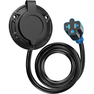 Heavy-Duty 20A 125V AC RV Shore Power Inlet Plug - 12AWG, 6ft Extension Cord, 5-in-1 T-Blade Adapter, Outdoor Smart Plug Waterproof Integrated Electrical Receptacle Socket Outlet Box