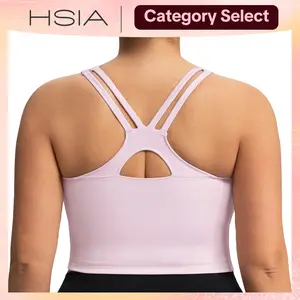 HSIA Women's AirBalance Wireless Lightly Padded Medium Support Breathable Cup Sports Bra - Workout Bras, Criss Cross Back Crop Top or Racerback Longline Tank Top, All Seasons (Sizes 32D-40DDD)