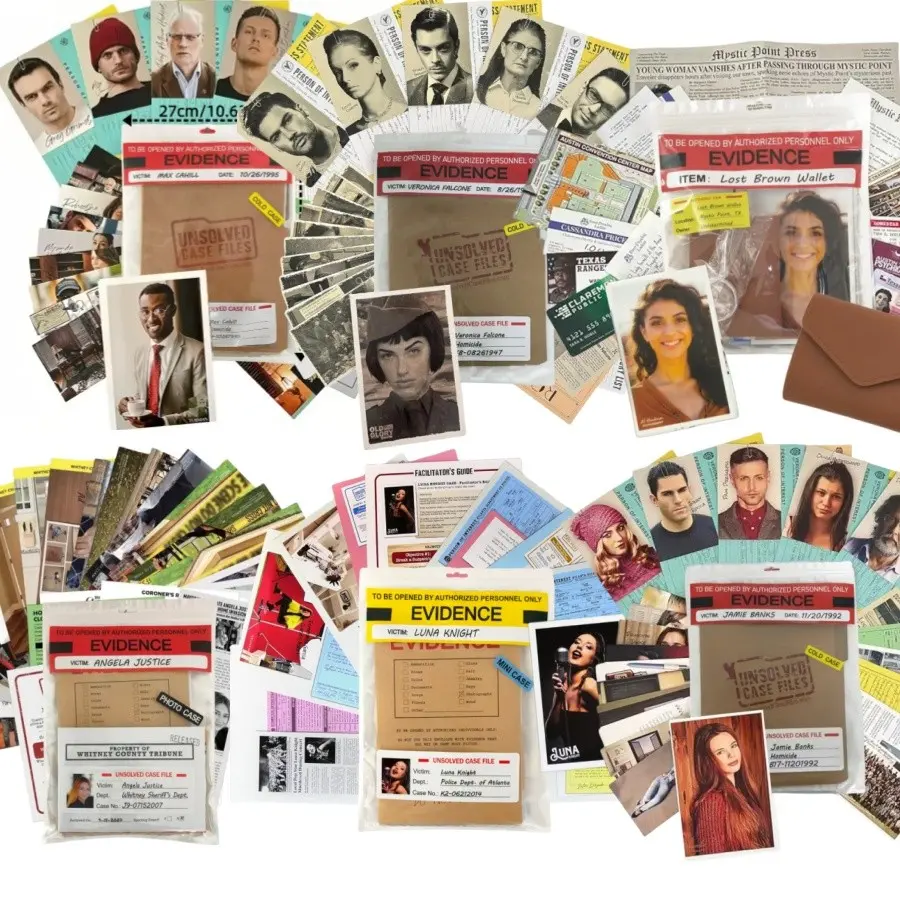 Mystery Case Scene Archive | Multiple sealed archives - including evidence photos, crew interrogations, Photocard, and other documents for your investigation, including crime scene photos, witness statements, and more, Concept Photocards, Inbox Cards