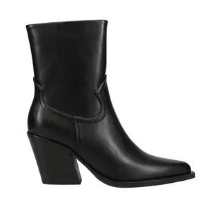 Shu Shop Womens Victoria Pointed Toe Zippered Casual Boots Ankle Mid Heel 2-3" - Black