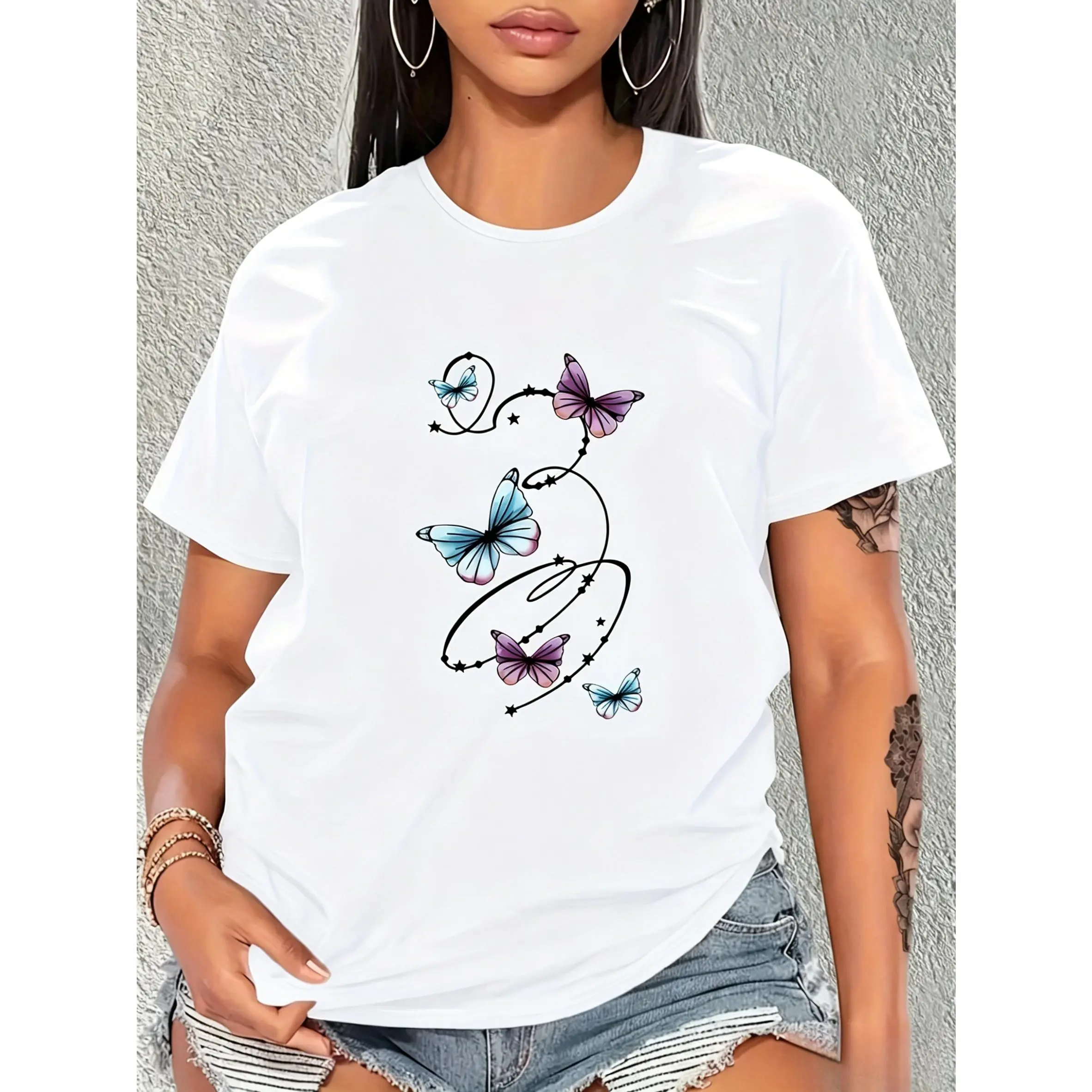 100% cotton, comfortable and soft T-shirt, round neck short-sleeve T-shirt, loose and comfortable T-shirt, popular printed design with fun prints