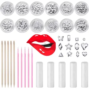 Leelosp 480 Pcs Tooth Gem Kit DIY Teeth Crystals Jewelry Fashionable Teeth Gems Kit Artificial Crystal Tooth Reflective Ornaments (Without Glue) (White)