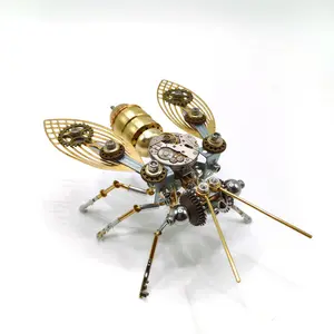 Mechanical Metal DIY 3D Bumblebee Model Kits Puzzle for Adults Insect Brass Puzzle Steampunk Electric Mechanical, Assembly DIY Gift Craft Hobby for Men (Bumblebee)
