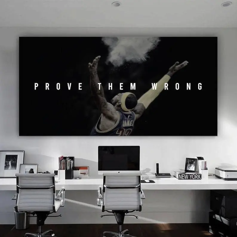 LeBron James “Prove Them Wrong” Poster, Basketball Wall Art, Motivational Canvas, Modern Office Decor, Inspiring Sports Print