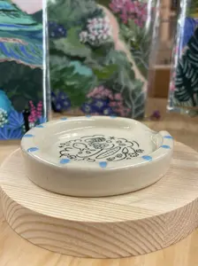 Original Wheel Thrown Hand Painted Ceramic Doodle Spoon Rest