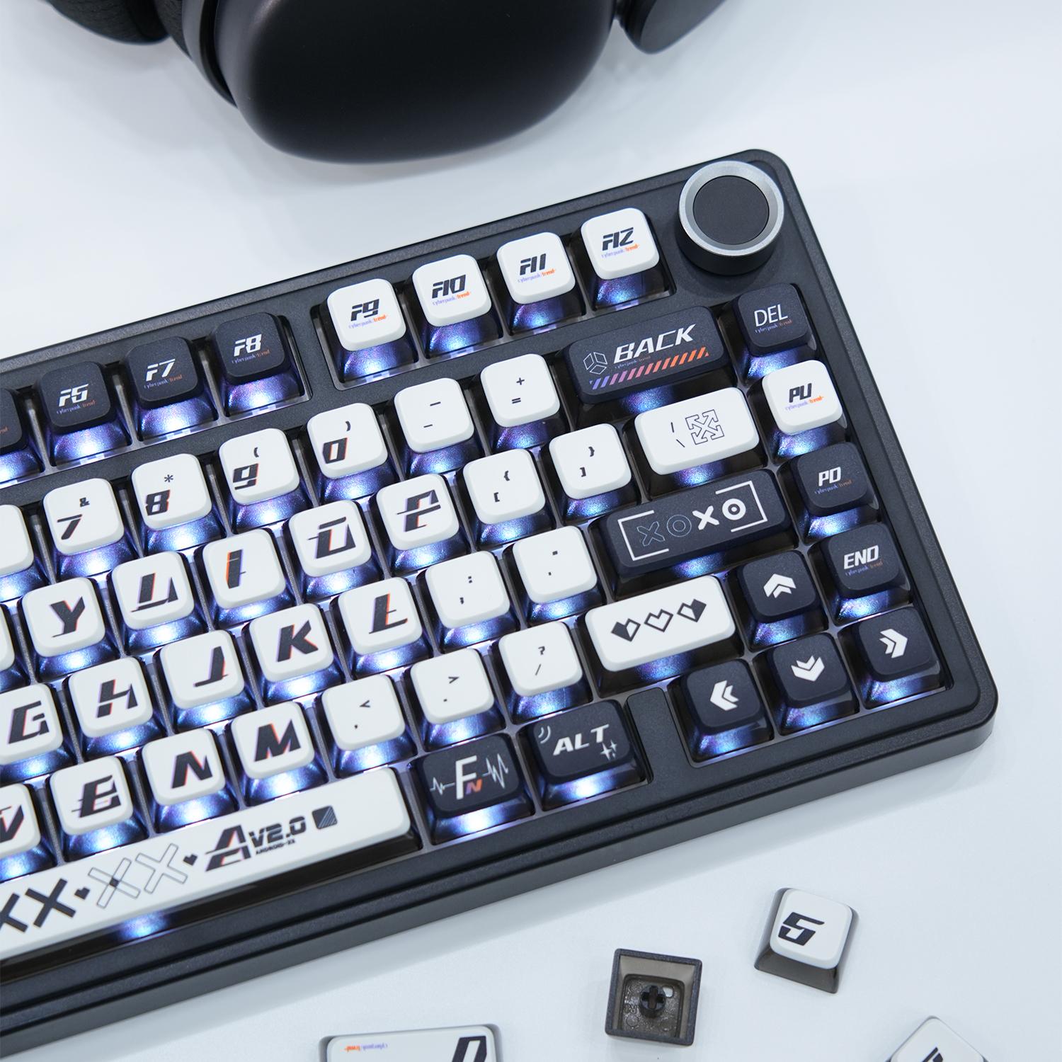 AULA MOA Keycaps 130 Keys, Cute Cloud Puppy Dye-Sub PBT Keycap Set, MX Compatible, 60% 65% 75% TKL 100% Mechanical Keyboards