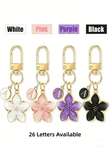 26 Letters Available, 1PC Cute Flower Initial Letter Keychain Accessories for Women, Flower Charms, Bag & Purse Charms for Handbags & Backpacks Shoelace Accessories