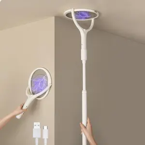 Electric Mosquito Swatter with Base, USB Rechargeable Telescopic Rod Mosquito Killer, Household Mosquito Trap, Mosquito Killer Lamp, Insect Fly Trap