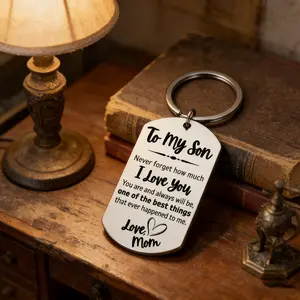 To My Son Keychain from Mom, 2026 Graduation Gift, Birthday Gift for Son, Engraved Stainless Steel Key Ring, Heartfelt Keepsake for Son from Mother