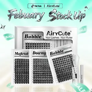 AiryCute Voluminous Lash Collection | MagicSoft, Bubble, Flaunt, Downy | Upgrade 2.0 Lashes With Ultra Dense, Waterproof, Long-Lasting Lashes | Beginner-Friendly DIY Lashes | Trendy & Must-Have Clusters