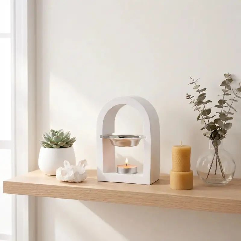 Handmade Minimal Arch Wax Melt Burner - White Color, Ideal for Home Decor, Perfect for Creating a Cozy Atmosphere