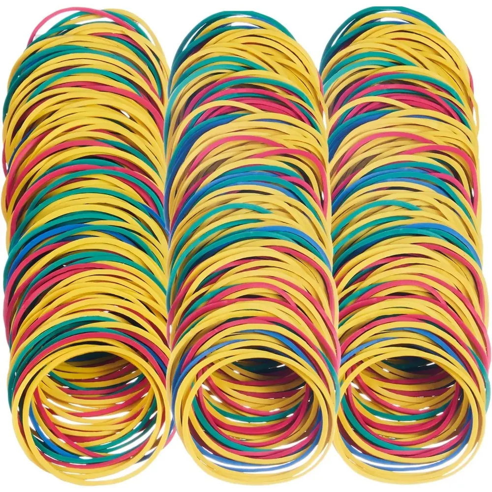 Good Quality Multicolor Rubber Bands, 500 Pcs Industrial Household Supplies Package, Size 19# (50mm) for Office, Food Use & Elastic Hair Ties