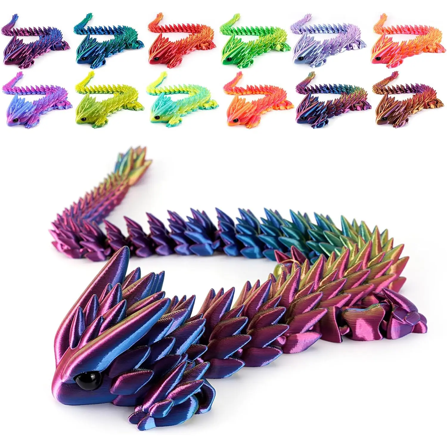 3D Printed Dragon, Flexible Articulated Dragon Dragon Fidget Toys For Bedroom Desk Ornament, Home, Officce Decor Executive Desk Novelty Toys, Unique Gift Idea For Fantasy Lovers