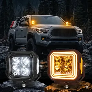 5 inch Dual Color Offroad LED Pod Lights with White/Amber DRL and A Pillar Ditch | 150° Spot Flood Combo Driving Lights | IP69K Waterproof for 2022-2026 Toyota Tacoma