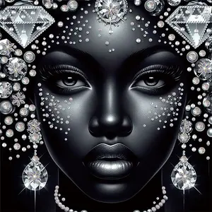 Luxury Skin Lady Face Diamond Painting Kit, Beginner & Adult Handmade 5D DIY Art Craft, Home Wall Decor, Handcraft, Unframed, 30x30cm