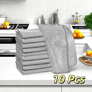 10pcs Wire Miracle Cleaning Cloths-Multipurpose Non Scratch Wire Cleaning Cloths for Kitchen Stove Bowls Plates，Wire Dishwashing Rag for Wet and Dry