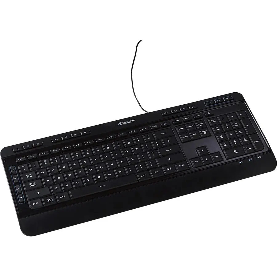 Verbatim Illuminated Wired Keyboard w/Number Pad, Black 99789