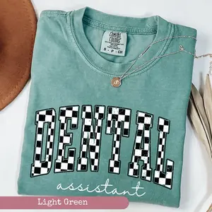 Comfort Colors Checkered Dental Assistant Shirt, Gift For Assistant, Dental Tooth Graphic Tees, Teeth Tee, Dental Assisting Shirt