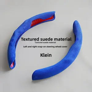Car Suede Steering Wheel Cover Universal for All Seasons Anti-Slip Sweat-Absorbing Wear-Resistant Portable
