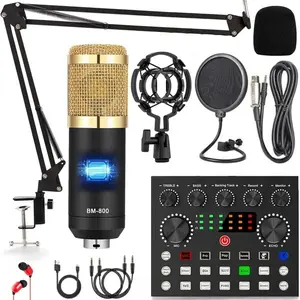 ZealSound Podcast Equipment Bundle, BM800 Podcast Microphone Bundle with V8s Voice Changer, Condenser Microphone Recording Studio Package for Podcasting Live Streaming Singing PC Mobile TikTok YouTube
