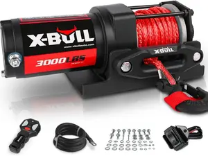 X-BULL 12V 3000LBS Electric Winch Synthetic Rope Electric Winch for Towing ATV/UTV Off Road with Mounting Bracket Wireless Remote New