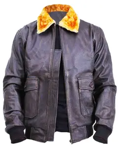 MotorCycleJackets Men's Flight Aviator Bomber Brown Leather Jacket