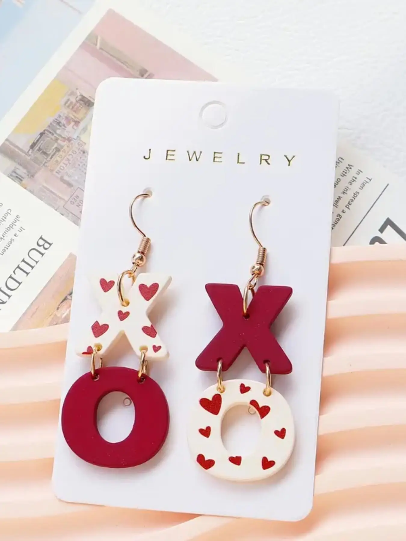 Heart Print Acrylic Dangle Earrings, Letter Design Earrings for Women for Gift, Elegant Jewelry for Party, Daily Clothing Decor, Trendy All-match & Ex