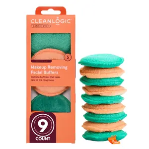 Cleanlogic Dual-Texture Facial Buffers for Sensitive Skin – Charcoal Face Exfoliating Pads & Makeup Removers (3 Pack / 9 Pack) Gentle Daily