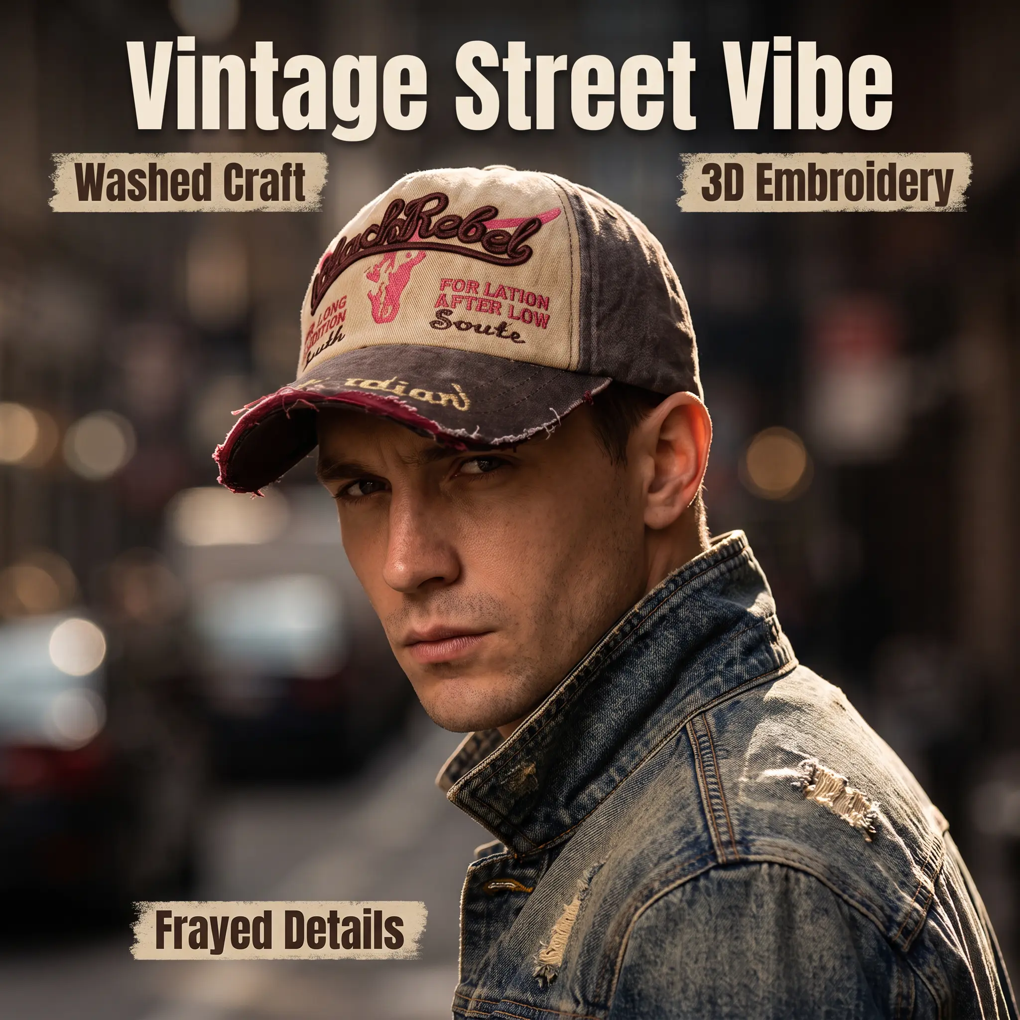 Distressed Washed Baseball Cap, Unisex Outdoor Casual Sports Snapback Hat, Truck Driver Curved Brim Cap, Outdoor Fishing Essential Portable Wide Brim Hat, Fashion Colorblock Adjustable Cap