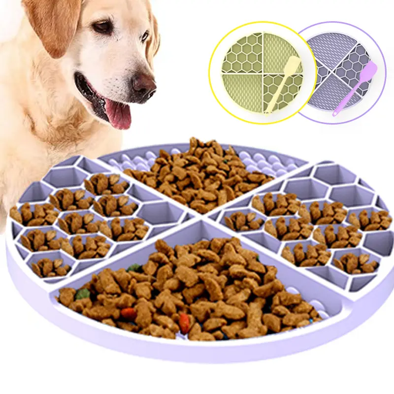 Premium Silicone Licking Mat, Slow Feeder Mat with Scraper for Dogs & Cats with 61 Suction Cups Slow Feeder Anxiety Relief Boredom Reducer Food Grade Thickened Chew-Resistant for Bathing Grooming Training