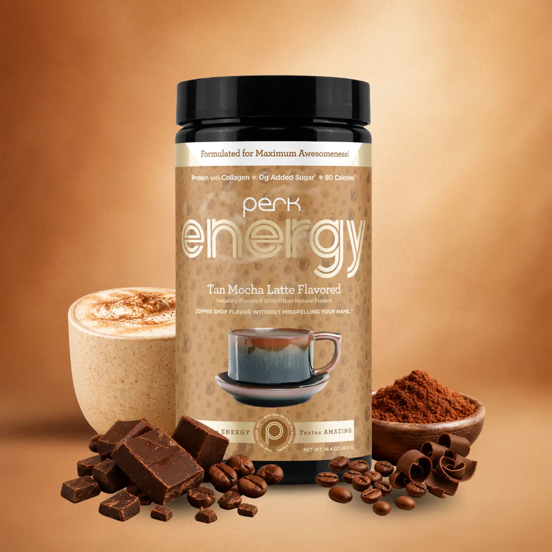 Perk Energy Morning Drink Mix with Caffeine Protein Collagen Vitamins & Antioxidants 20 Servings Nutrient Rich Coffee
