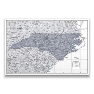 Push Pin North Carolina Map (Pin Board) - Dark Gray Color Splash