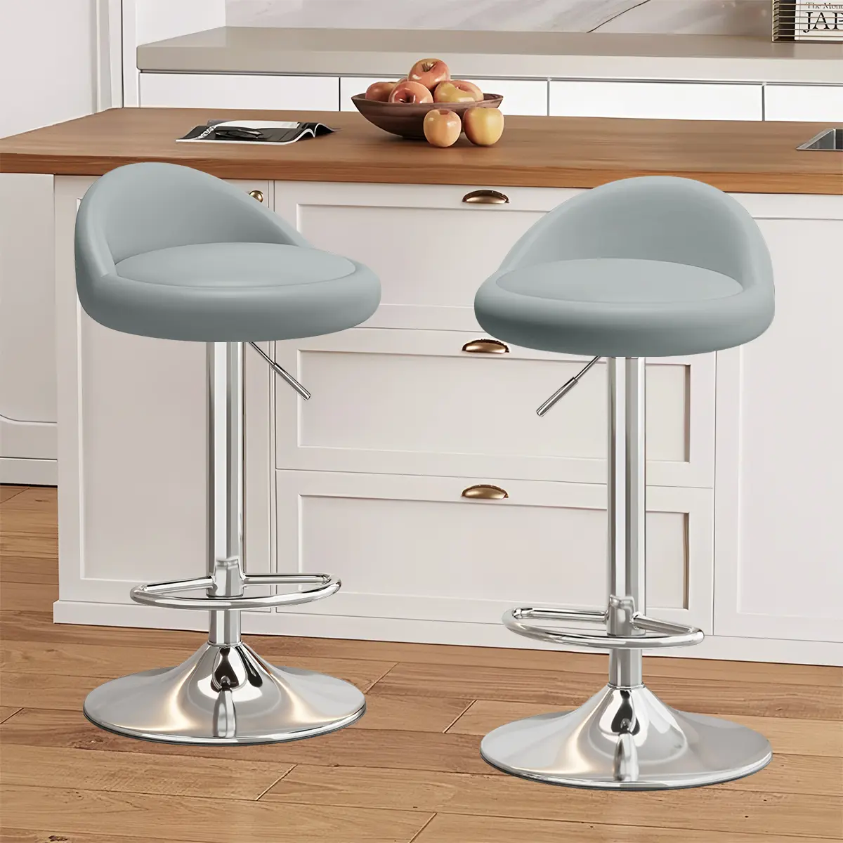 【Summer sale】Bar Stools Set of 2, PU Leather Swivel Adjustable Bar Chairs with Low Back,Upholstered Counter Height Barstools for Kitchen Island, Dining Room