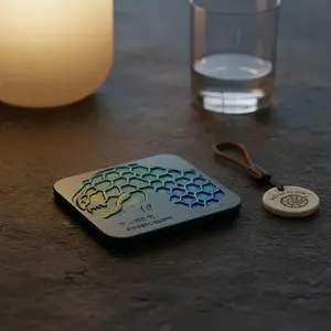 Handmade Concrete Square Coaster Gift Set – Minimalist Resin-Inlaid Drink Coasters, Modern Stone Home Decor, Artisanal Gift for Coffee Tables, Desks & Home Aesthetics Cute Highland  Ornaments desktop