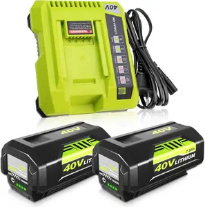 2-Pack 7.5Ah OP4026 40 Volt Replacement for Ryobi Lithium Battery and OP401 Charger Compatible with Ryobi 40V Battery