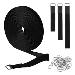 VEVOR Cable Ties, 393.7-Inch Adjustable Hook and Loop Straps with 50 Metal Buckles, Reusable Velcro Cords Straps, Cut-to-Length Wire Strap, Heavy-Duty Nylon Cord Ties for Organizer and Management