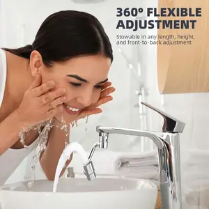 1080° Rotating Faucet Extender for Bathroom Sink, 2 Modes Adjustable U Shaped Rotatable Faucet Aerator Extension with Adjustable Swivel Arm
